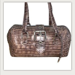 Dooney & Bourke Brown Crocodile Embossed Leather